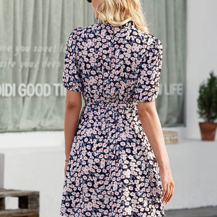 Floral Mock Neck Mini Dress - MimiStylez