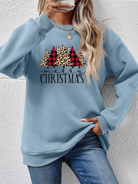 MERRY CHRISTMAS Round Neck Long Sleeve Sweatshirt - MimiStylez