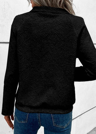 Geometric Snap Button Long Sleeve Sweatshirt - MimiStylez