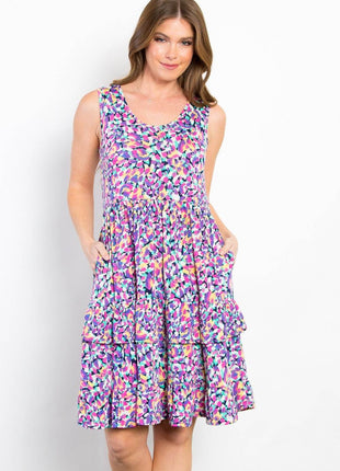 Be Stage Full Size Print Wrinkle Free Ruffled Dress - MimiStylez