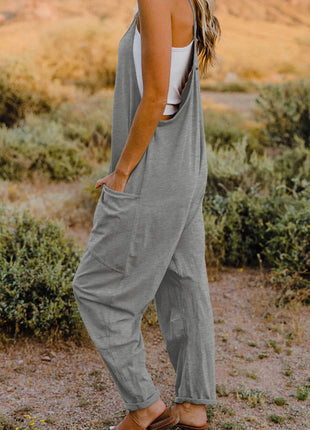 Double Take Full Size V-Neck Sleeveless Jumpsuit with Pockets - MimiStylez
