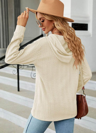 Cable-Knit Long Sleeve Hoodie - MimiStylez