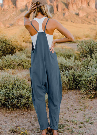Double Take Full Size V-Neck Sleeveless Jumpsuit with Pockets - MimiStylez