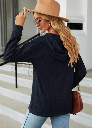 Cable-Knit Long Sleeve Hoodie - MimiStylez