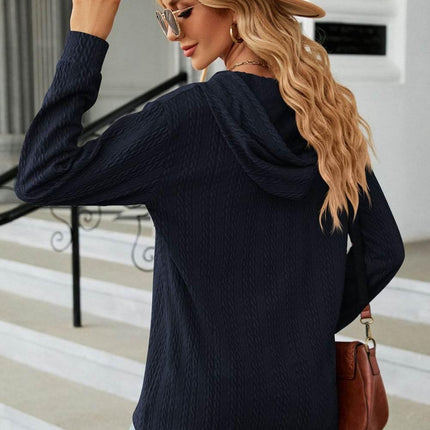 Cable-Knit Long Sleeve Hoodie - MimiStylez