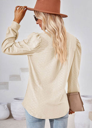 Notched Long Sleeve T-Shirt - MimiStylez