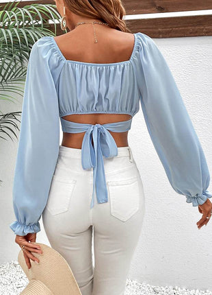 Raglan Sleeve Cropped Blouse - MimiStylez