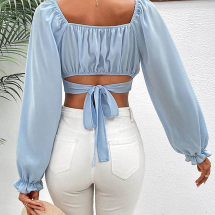 Raglan Sleeve Cropped Blouse - MimiStylez