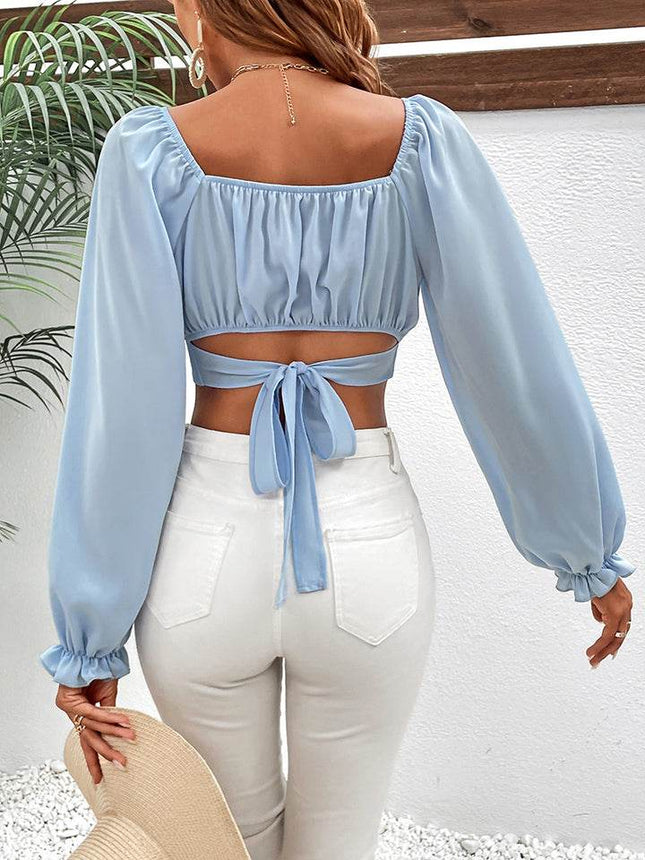 Raglan Sleeve Cropped Blouse - MimiStylez