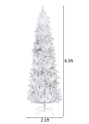 White 6.5ft, 250 Lights, Warm Color 8 Mode, 719 Branches, Pointed Pencil Christmas Tree