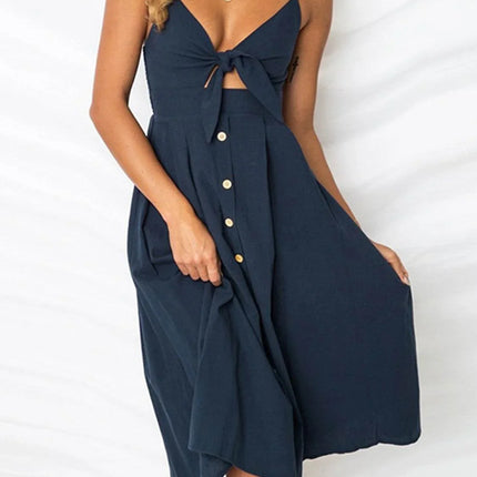 Cutout Smocked Sweetheart Neck Cami Dress - MimiStylez
