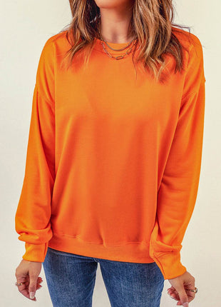 Round Neck Dropped Shoulder Sweatshirt - MimiStylez