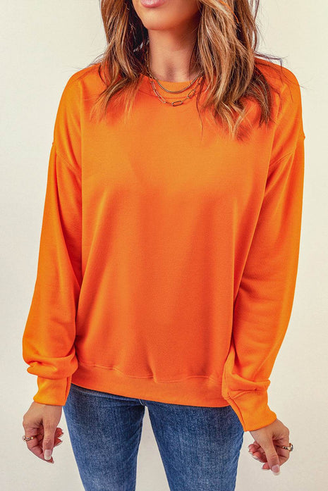 Round Neck Dropped Shoulder Sweatshirt - MimiStylez