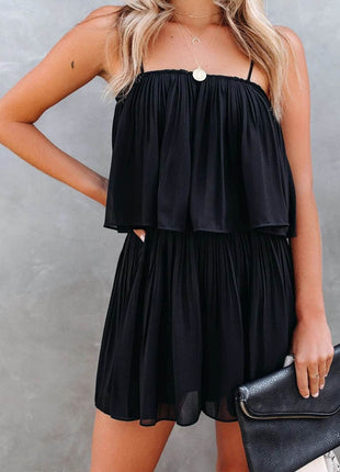 Ruched Spaghetti Strap Romper - MimiStylez