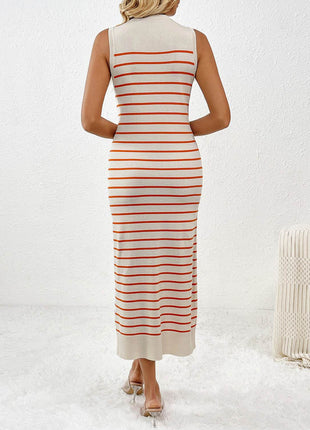 Round Neck Sleeve Midi Knit Dress - MimiStylez