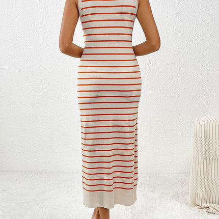 Round Neck Sleeve Midi Knit Dress - MimiStylez