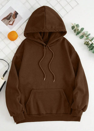 Drawstring Dropped Shoulder Hoodie - MimiStylez