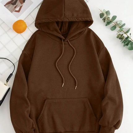 Drawstring Dropped Shoulder Hoodie - MimiStylez