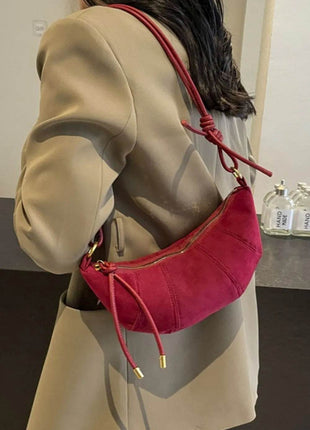 PU Leather Strap Suede Shoulder Bag - MimiStylez