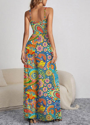 Decorative Button Spaghetti Strap Wide Leg Jumpsuit - MimiStylez