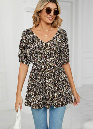 V-Neck Babydoll Blouse - MimiStylez