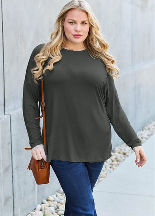 Basic Bae Full Size Round Neck Dropped Shoulder T-Shirt - MimiStylez