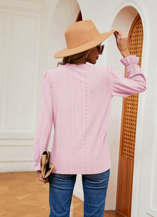 V-Neck Flounce Sleeve Blouse - MimiStylez