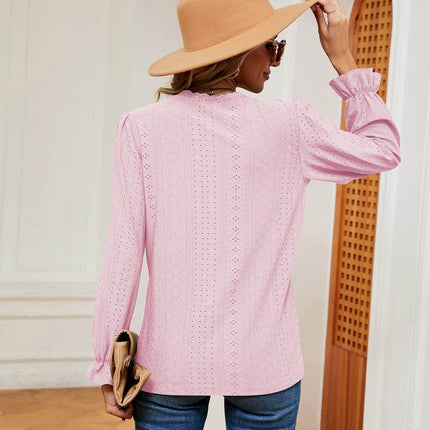 V-Neck Flounce Sleeve Blouse - MimiStylez