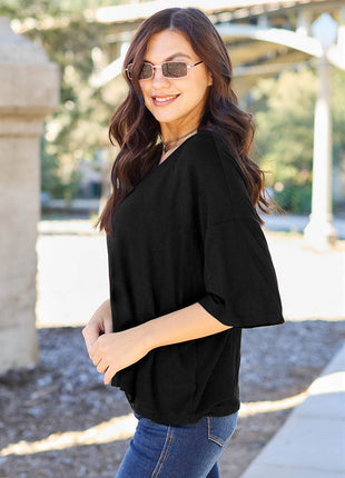 Basic Bae Full Size Round Neck Drop Shoulder T-Shirt - MimiStylez