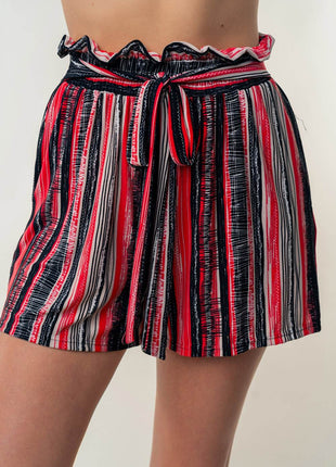 White Birch Full Size High Waisted Striped Shorts - MimiStylez