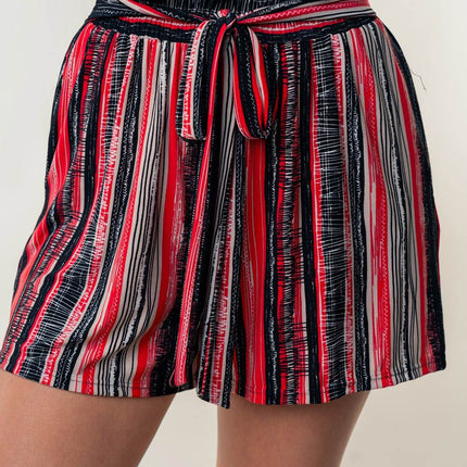 White Birch Full Size High Waisted Striped Shorts - MimiStylez