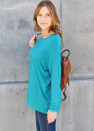 Basic Bae Full Size Round Neck Dropped Shoulder T-Shirt - MimiStylez