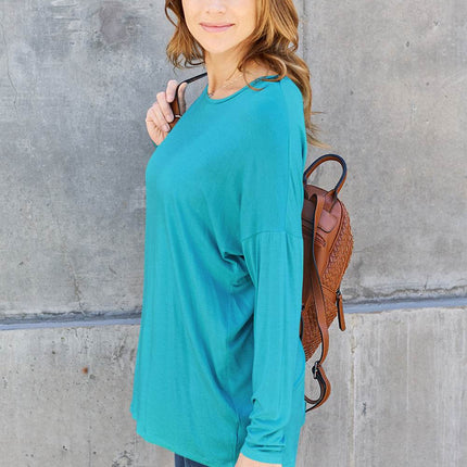 Basic Bae Full Size Round Neck Dropped Shoulder T-Shirt - MimiStylez