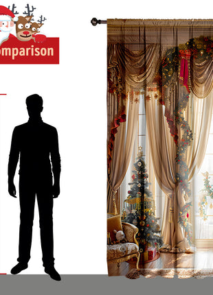 2PCs Christmas Curtain 3D Digital Printing