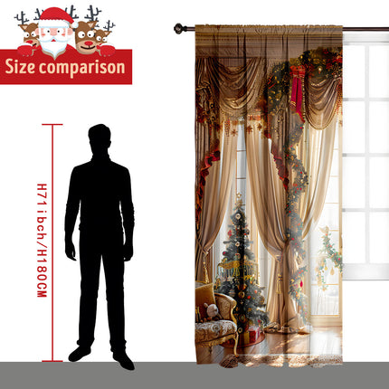 2PCs Christmas Curtain 3D Digital Printing