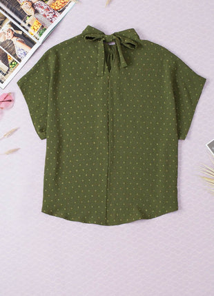 Swiss Dot Mock Neck Blouse - MimiStylez
