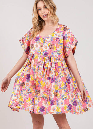 SAGE + FIG Floral Short Sleeve Babydoll Dress with Pockets - MimiStylez
