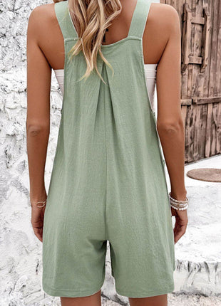 Square Neck Wide Strap Overalls - MimiStylez