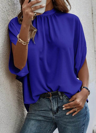 Tie Back Slit Half Sleeve Blouse - MimiStylez