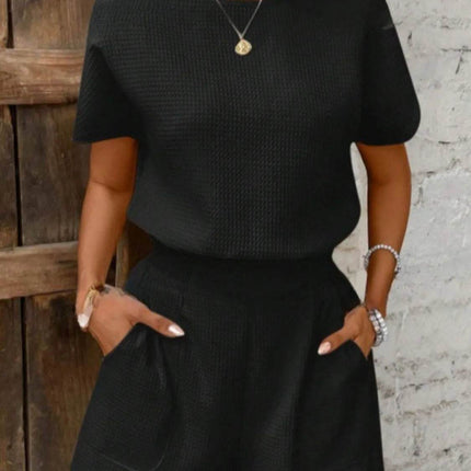 Round Neck Short Sleeve Top and Shorts Set - MimiStylez