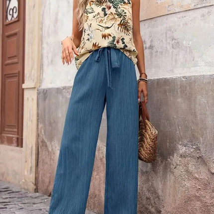 Printed Tank Top and Wide Leg Pants Set - MimiStylez