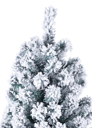 6FT Pre Lit Flocked Christmas Tree - 550 Lights Warm, 8 Patterns, 928 Branches, Automatic Tree Structure