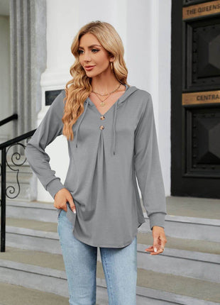 Long Sleeve Hooded Blouse - MimiStylez