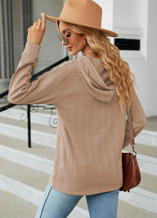 Cable-Knit Long Sleeve Hoodie - MimiStylez