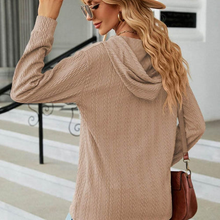 Cable-Knit Long Sleeve Hoodie - MimiStylez