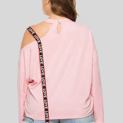 Plus Size Cold-Shoulder Round Neck Blouse - MimiStylez