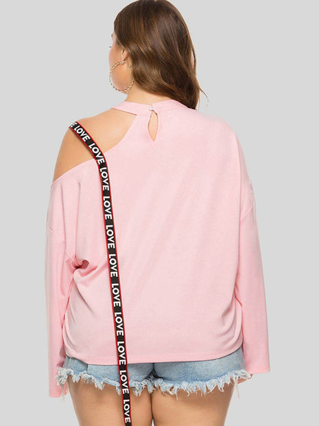 Plus Size Cold-Shoulder Round Neck Blouse - MimiStylez