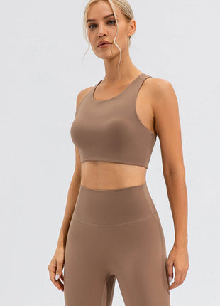 Round Neck Cutout Cropped Active Tank - MimiStylez