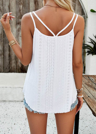 Eyelet V-Neck Double Strap Cami - MimiStylez
