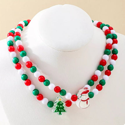 2 Piece Christmas Beaded Necklace with Holiday Charms - MimiStylez